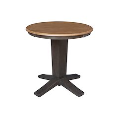 30 in Round Top Pedestal Dining Table in Hickory/Washed Coal