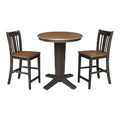 30 in Round Top Counter Height Dining Table with 2 Stools - 3 Piece Set