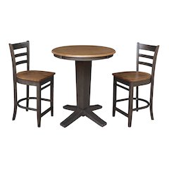 30 in Round Top Counter Height Dining Table with 2 Stools - 3 Piece Set