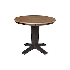 36 in Round Top Pedestal Dining Table in Hickory/Washed Coal