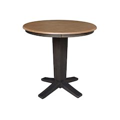 36 in Round Top Counter Height Pedestal Dining Table in Hickory/Washed Coal
