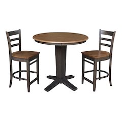 36 in Round Top Counter Height Dining Table with 2 Stools - 3 Piece Set