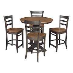 36 in Round Top Counter Height Dining Table with 4 Stools - 5 Piece Set