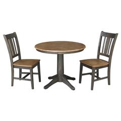 36" Round Top Pedestal Table With 2 San Remo Chairs - 3 Piece Set