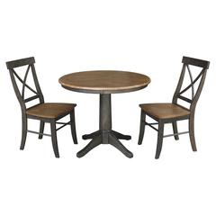 36" Round Top Pedestal Table With 2 X-Back Chairs - 3 Piece Set