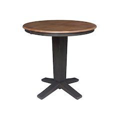 36 in Round Top Pedestal Counter Height Dining Table with 12 in Leaf