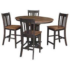 36 in Round Counter Height Dining Table with 12 in Leaf - 5 Piece Set