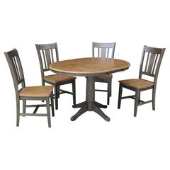 Set of 5 pcs - 36" Round Extension Dining table with 4 rta  chairs