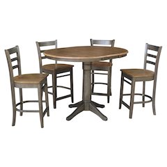 Set of 5 pcs - 36" Round Extension Dining table with 4 counterHeight stools- 74224