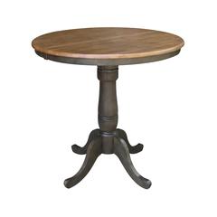 36" round top ped table with 12" leaf - 35.3"h - counter height