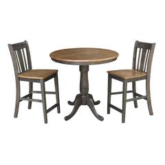 Set of 3 pcs - 36" Round Extension Dining table with 2 San Remo counterheight stools