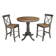 Set of 3 pcs - 36" Round Extension Dining table with 2 rta counterheight stools