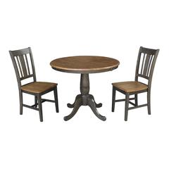 Set of 3 pcs - 36" Round Extension Dining table with 2 rta chairs