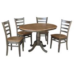 Set of 5 pcs - 36" Round Extension Dining table with 4 chairs