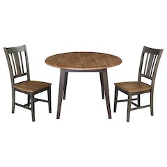Set of 3 pcs - 42" Round Dual Drop Leaf Table with 2 RTA chairs