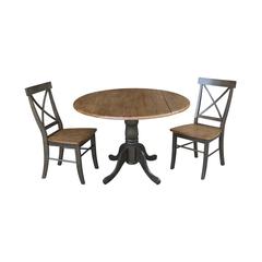 42" Dual Drop Leaf Table With 2 X-Back Chairs - 3 Piece Set