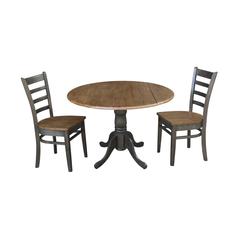 42" Dual Drop Leaf Table With 2 Emily Side Chairs - 3 Piece Set