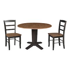 42 in Pedestal Table with 2 Dining Chairs in Hickory/Washed Coal - 3 Piece Set