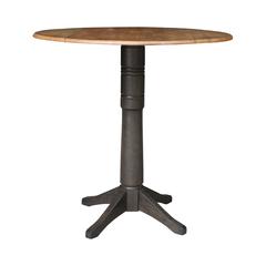 42 in. Round Top Dual Drop Leaf Bar Height Pedestal Dining Table