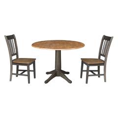 42 in. Round Dual Drop Leaf Dining Table with 2 Splatback Chairs