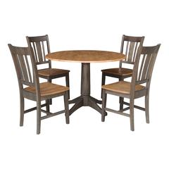 42 in. Round Dual Drop Leaf Dining Table with 4 Splatback Chairs