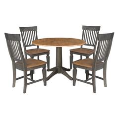42 in. Round Dual Drop Leaf Dining Table with 4 Slatback Chairs