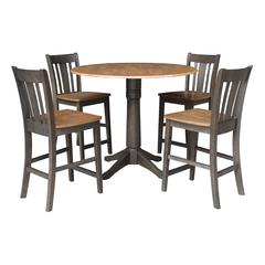 42 in. Round Dual Drop Leaf Counter Height Dining Table with 4 Splatback Stools