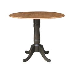 42 in. Round Dual Drop Leaf Counter Height Dining Table - Hickory/Washed Coal