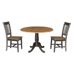 42 in. Round Dual Drop Leaf Dining Table with 2 Splatback Chairs