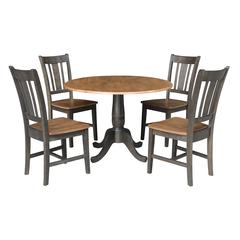 42 in. Round Dual Drop Leaf Dining Table with 4 Splatback Chairs