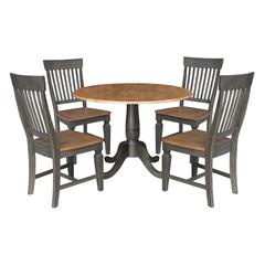 42 in. Round Dual Drop Leaf Dining Table with 4 Slatback Chairs