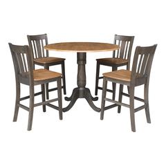 42 in. Round Dual Drop Leaf Counter Height Dining Table with 42 Splatback Stools