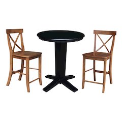 30 in Round Top Counter Height Dining Table with 2 Stools - 3 Piece Set