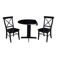 36" Dual Drop Leaf Table With 2 X-Back Chairs