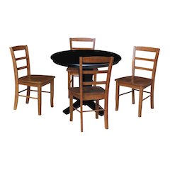 36 in Round Top Pedestal Dining Table with 4 Dining Chairs - 5 Piece Set