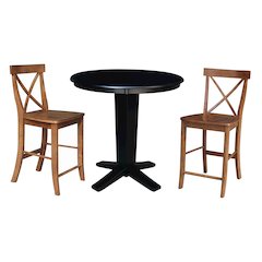 36 in Round Top Counter Height Dining Table with 2 Stools - 3 Piece Set