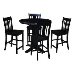 36 in Round Counter Height Dining Table with 12 in Black - 5 Pcs Set