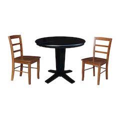 36 in Round Dining Table with 12 and 2 Dining Chairs - 3 Piece Set