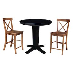 36 in Round Counter Height Dining Table with 12, 2 Stools, 3 Pcs Set