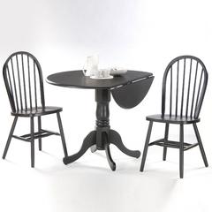 42" Dual Drop Leaf Table With 2 Windsor Chairs