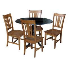 42 in. Dual Drop Leaf Table with 4 Splat Back Dining Chairs - 5 Piece Dining Set