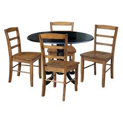 42 in. Dual Drop Leaf Table with 4 Ladder Back Dining Chairs