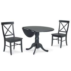42" Dual Drop Leaf Table With 2 X-Back Chairs