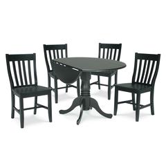 42" Dual Drop Leaf Table With 4 Schoolhouse Chairs