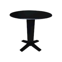 42 in Round Dual Drop Leaf Pedestal Counter Height Dining Table in Black