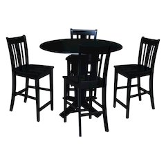 42 in Counter Height Dining Table with 4 Stools in Black - 5 Piece Set