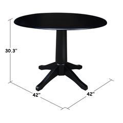 42" Round Dual Drop Leaf Pedestal Table,  30.3"H