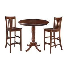 36" Round Pedestal Bar Height Table With 2 San Remo Bar Height Stools