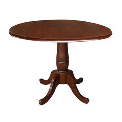42" Round Dual Drop Leaf Pedestal Table - 29.5"H, Espresso