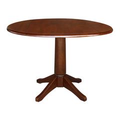 42" Round Dual Drop Leaf Pedestal Table - 30.3"H, Espresso
